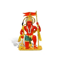 Stylewell Lord Bajrangbali | Dhawaj Hanuman Idol (St-1103) Multicolor Metal God Stand Statue for Home/ Mandir/office Table Decor /Car Dashboard Murti Showpiece-thumb4