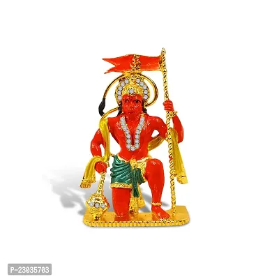 Stylewell Lord Bajrangbali | Dhawaj Hanuman Idol (St-1103) Multicolor Metal God Stand Statue for Home/ Mandir/office Table Decor /Car Dashboard Murti Showpiece-thumb5