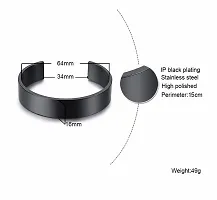 Stylewell (Pack Of 2 Pcs) Black Color Unisex Stainless Steel Stylish Trending Adjustable Open-Cuff Plain Thin Funky Thumb/Toe/Knuckle Finger Band Ring (Free Size)-thumb1