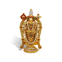 Stylewell Lord Tirupati Balaji/venkateswara/vyankatesh Golden Flower Mala God Stand Idol (St-2041) Golden Antique Metal for Home Decor/car Dashboard/mandir Pooja Murti/temple Puja/office Table Showpiece-thumb4