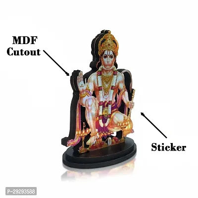 Stylewell Mdf Cutout Sitting Ashirwad Face Hanuman/bajrang Bali Wooden Sticker Statue Car-thumb2