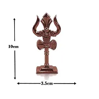 Metal Shiv,mahadev Big Trishul,trident with Damaru Double Side God Stand  Small Size (10 X 3.5 Cm) Copper Color Pack of 1-thumb2