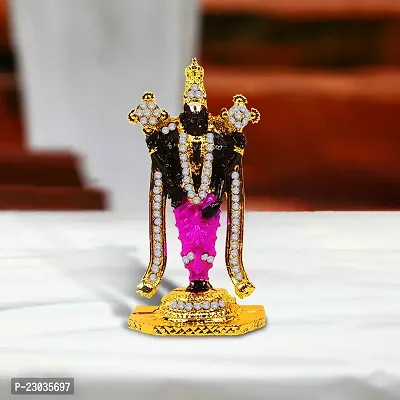 Stylewell Lord Venkateswara | Tirupati Balaji Idol (Krisnaya Balaji St-2182) Black Color Metal God Stand Statue for Home/ Mandir/office Table Decor /Car Dashboard Murti Showpiece