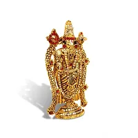 Stylewell Lord Tirupati Balaji/venkateswara/vyankatesh Golden Flower Mala God Stand Idol (St-2041) Golden Antique Metal for Home Decor/car Dashboard/mandir Pooja Murti/temple Puja/office Table Showpiece-thumb2