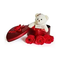 Stylewell KHGV0001-02 Tied Ribbons Valentine Gift for Girlfriend, Boyfriend, Husband and Wife Special Gift Pack with Mini Teddy Bear and Artificial Rose Flowers-thumb1
