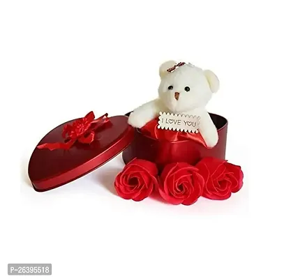 Stylewell KHGV0001-02 Tied Ribbons Valentine Gift for Girlfriend, Boyfriend, Husband and Wife Special Gift Pack with Mini Teddy Bear and Artificial Rose Flowers-thumb2