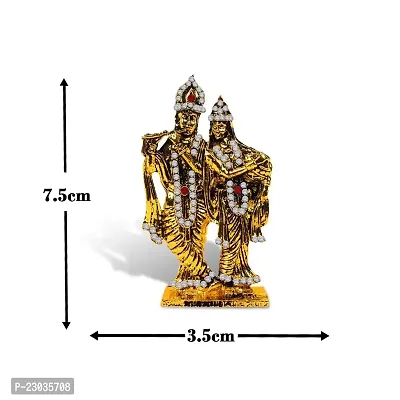 Stylewell Lord Radha Krishn / Krishna Standing Idol (St-509) Golden Antique Metal God Stand Statue for Home/ Mandir/office Table Decor /Car Dashboard Murti Showpiece-thumb2