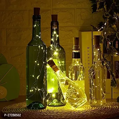 Stylewell 20 Led Wine Bottle Cork Copper 3.05 Mtr Wire String, 2m Battery Operated Lights for Wine Bottle Glass Jar Painted Transparent Container Cafe(Yellow Color,Pack Of 2)-thumb5