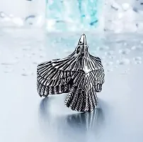 Stylewell Silver Color Unisex Stylish Stainless Steel Adjustable Funky Flying Eagle/Vulture Thumb Open Cuff Finger/Knuckle Ring (Free Size)-thumb1