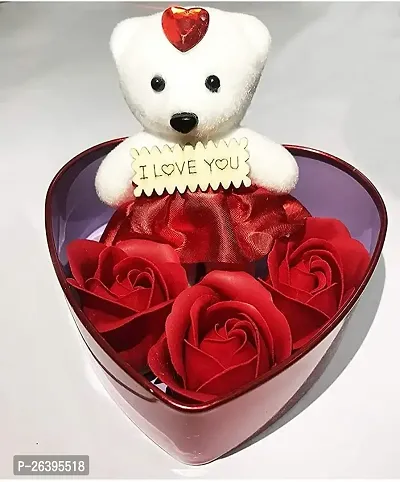 Stylewell KHGV0001-02 Tied Ribbons Valentine Gift for Girlfriend, Boyfriend, Husband and Wife Special Gift Pack with Mini Teddy Bear and Artificial Rose Flowers-thumb5