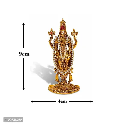 Stylewell Lord Tirupati Balaji/venkateswara/vyankatesh White Stone Mala Idol (St-1099) Golden Antique Metal God Stand for Home Decor/car Dashboard/mandir Pooja Murti/temple Puja/office Table Showpiece-thumb2