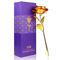 Stylewell Golden Rose Flower with Golden Leaf with Gift Box Valentine Gift with Gold Plated Flower Bracelet for Girlfriend, Boyfriend, Husband and Wife Special Gift Pack-thumb3