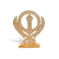 Stylewell Sikh Religious Symbol Khanda Sahib Idol (Prince St-846) Golden Color Metal God Stand Statue for Home/ Mandir/office Table Decor /Car Dashboard Murti Showpiece-thumb4