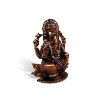 Stylewell Lord Ganesh | Ganpati | Vighanharta Lotus Idol (Prince St-506) Copper Color Metal God Stand Statue for Home/ Mandir/office Table Decor /Car Dashboard Murti Showpiece-thumb2