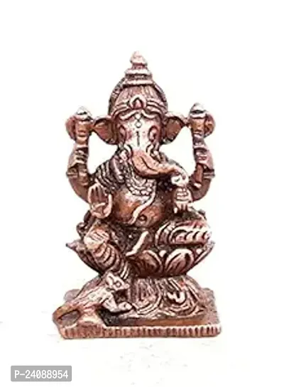 Copper Idols - New ,2 Inches , Copper Handmade Ganesh , 85 Grams , Patina Antique Finish, Pack Of 1 Piece-thumb0