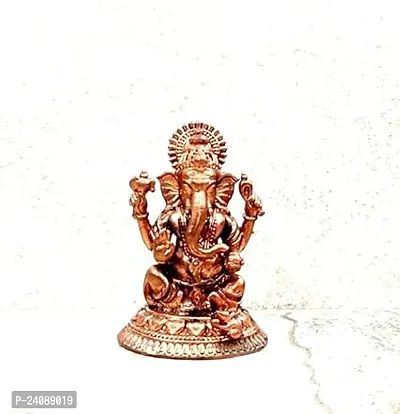 Copper Idols - New ,4.8 Cm , Copper Handmade Little Ganesh 50Grams , Patina Antique Finish, Pack Of 1 Piece