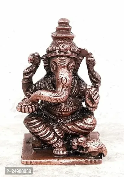 Copper Idols - New ,1.6 Inches , Copper Handmade Ganesh, 48 Grams , Patina Antique Finish, Pack Of 1 Piece