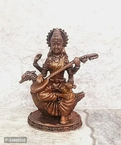 New ,2 Inches, Handmade Goddess Saraswathi Idol 87 Gram , Patina Antique Finish , Pack Of 1 Piece