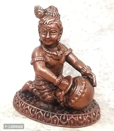 New ,1.8 Inches, Sri Krishna Culture Krishna Idol Sitting And Stealing Butter, 85 Grams , Patina Antique Finish , Pack Of 1 Piece