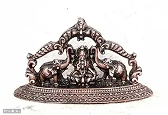 New ,1.3 Inches, Handmade Mahalakshmi Idols With Paired Elephants , 55 Grams , Patina Antique Finish , Pack Of 1 Piece