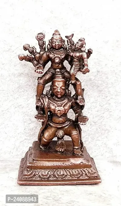 New , 2.3 Inches, Copper Handmade Garuda Vahanam With Perumal And Lakshmi, 100 Grams , Patina Antique Finish , Pack Of 1 Piece