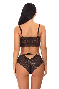 Stylish Black Solid Bra And Panty Set For Women-thumb3