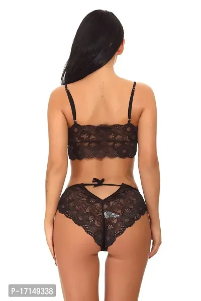 Stylish Black Solid Bra And Panty Set For Women-thumb4