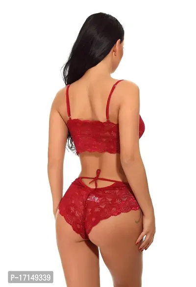 Stylish Maroon Solid Bra And Panty Set For Women-thumb4