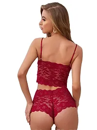 Stylish Maroon Solid Bra And Panty Set For Women-thumb1