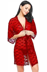 Stylish Maroon Cotton Lycra Lace Baby Dolls For Women-thumb1