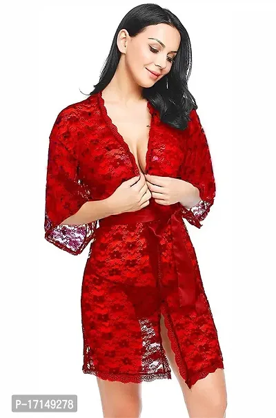 Stylish Maroon Cotton Lycra Lace Baby Dolls For Women-thumb2