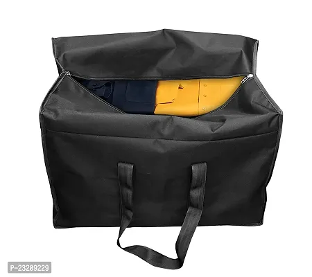 Whitekrafts 2 Pack Multi-Purpose Storage Bag/Clothing Storage Organizer/Toy Storage Bag/Stationery Paper Storage Bag with Zipper Closure and Strong Handle - (Black, 57x 40.5X 36.8 cm), Rectangular (2)-thumb2