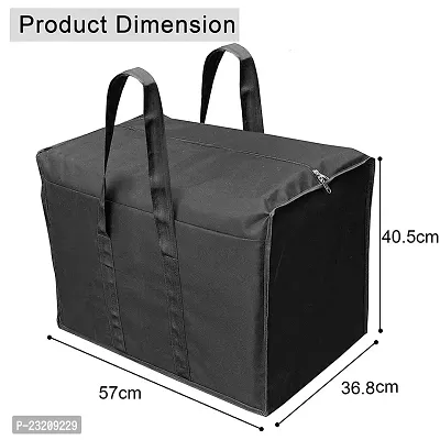 Whitekrafts 2 Pack Multi-Purpose Storage Bag/Clothing Storage Organizer/Toy Storage Bag/Stationery Paper Storage Bag with Zipper Closure and Strong Handle - (Black, 57x 40.5X 36.8 cm), Rectangular (2)-thumb4