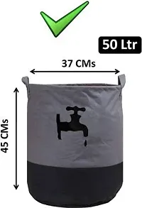 WhiteKrafts Laundry Bag 45 LTR Durable and Collapsible Laundry storage Bag with Handles Clothes  Toys Storage Foldable Laundry Bag for Dirty Clothes Pack of 1 Pc (Grey Printed)(LB_1003_Multi_1)-thumb2