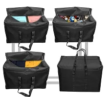 Whitekrafts 2 Pack Multi-Purpose Storage Bag/Clothing Storage Organizer/Toy Storage Bag/Stationery Paper Storage Bag with Zipper Closure and Strong Handle - (Black, 57x 40.5X 36.8 cm), Rectangular (2)-thumb2