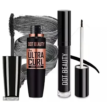 Dot Beauty Ultra Curl Easy Wash Black Mascara With Black Eyeliner Combo 6.5 Ml