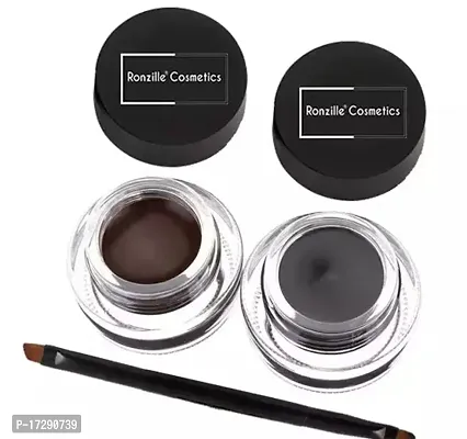 Ronzille Gel Kajal And Eyeliner Smudge Proof And Waterproof Black And Brown 6 G (Black, Brown, 6 G)