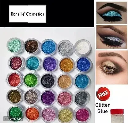 Ronzille Multicolor Shining Eye Shadow Glitter Powder 25 Shades With Glue