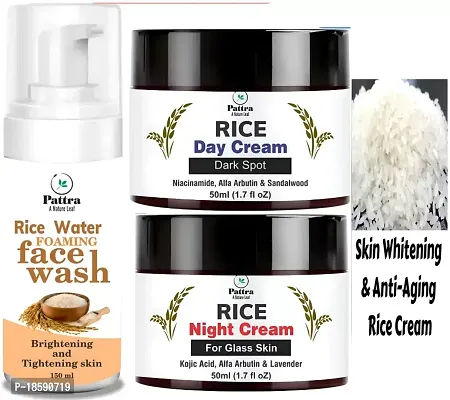 Pattra Rice Foaming Face Wash And Rice Day And Night Cream For Prefect Galss Skin And Spotless Skin (Base On Korean Remedy) (3 Items In The Set)