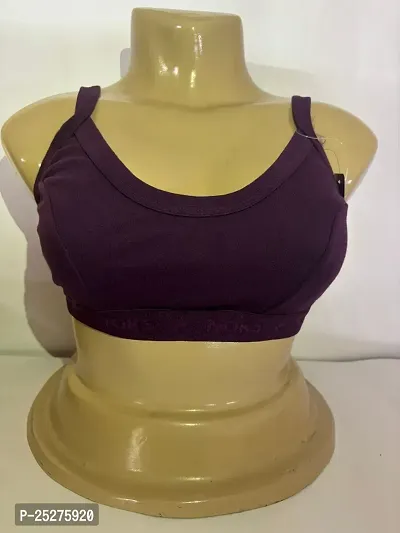 Women's Cotton Non-Padded Wire Free Sports Bra Purple-thumb0