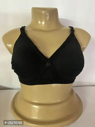 Women's Cotton Non-Padded Wire Free Sports Bra Black-thumb0