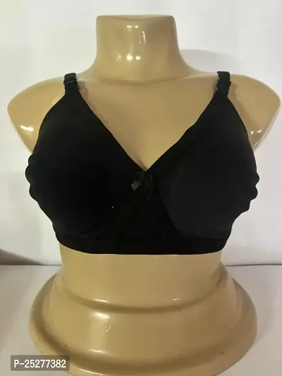 Women's Cotton Non-Padded Wire Free Sports Bra Black-thumb0