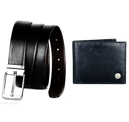 Leather Belt and Wallet Combo Set