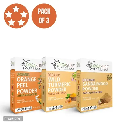 Orgasure Orange Peel, Sandalwood And Wild Turmeric Powder 200gm X 3 Pack | Organic Hair Care Combo Pack | Total 600gm