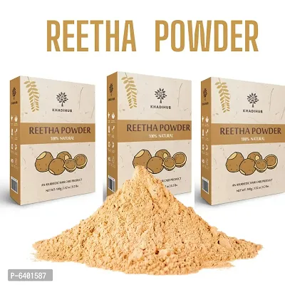 Khadihub Reetha Powder For Hair 100gm X 3 Pack-thumb0