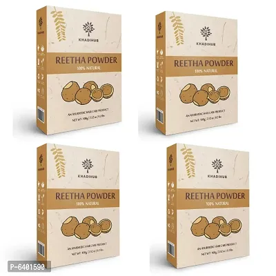 Khadihub Organic Reetha Dry Powder For Hair 100gm X 4 Pack