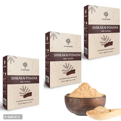 Khadihub And Natural Shikakai Fruit Powder 100gm X 3 Pack-thumb0