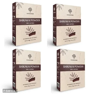 Khadihub Organic Shikakai Dry Powder For Hair 100gm X 4 Pack-thumb0