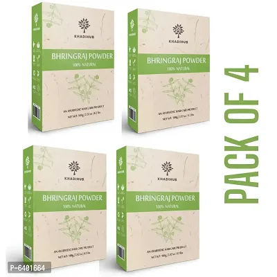 Khadihub Organic Bhringraj Hair Powder 100gm X 4 Pack