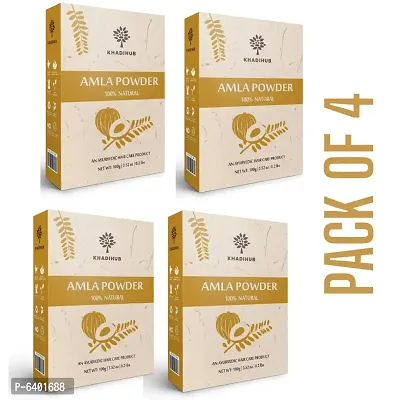 Khadihub Organic Amla Hair Powder 100gm X 4 Pack